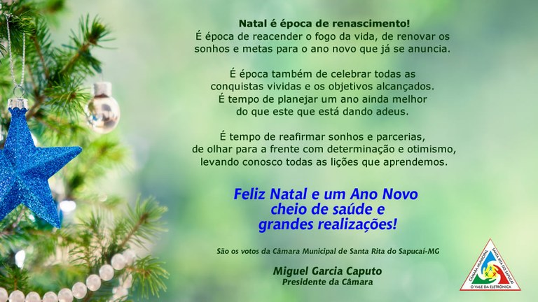 FELIZ NATAL E UM PRÓSPERO ANO NOVO! – CÂMARA MUNICIPAL DE MONTANHA