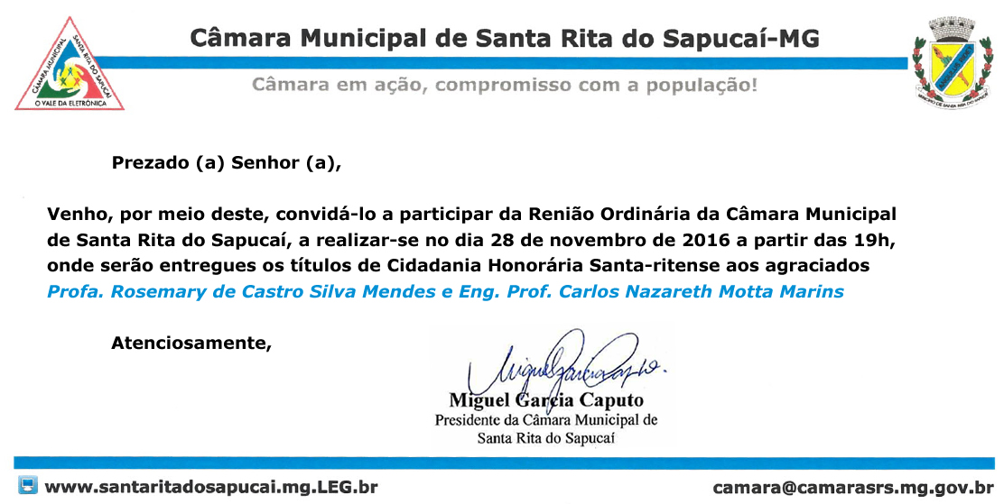 Entrega de títulos de Cidadania Honorária Santa-ritense