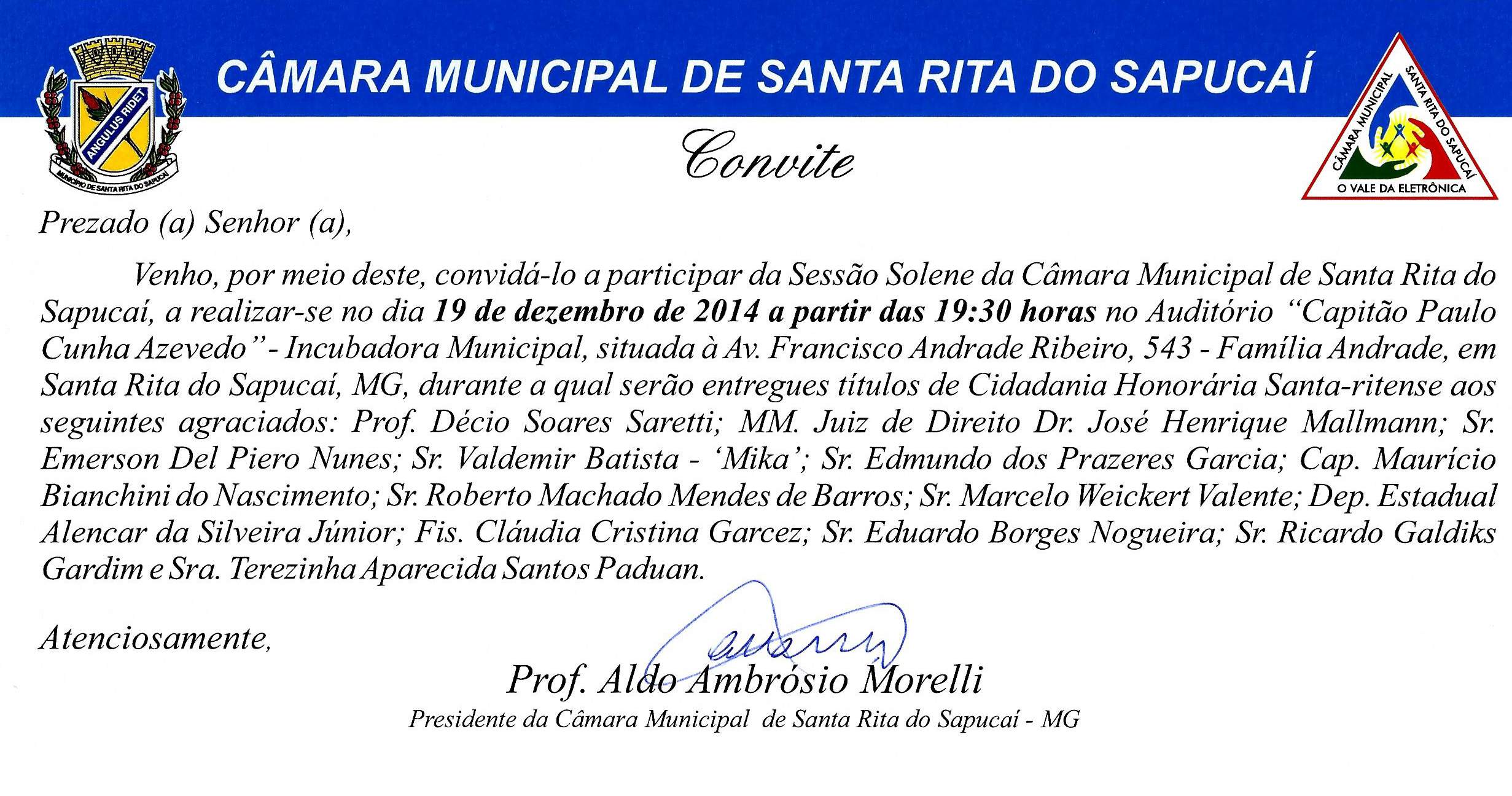 Reunião Ordinária do dia 08 de dezembro